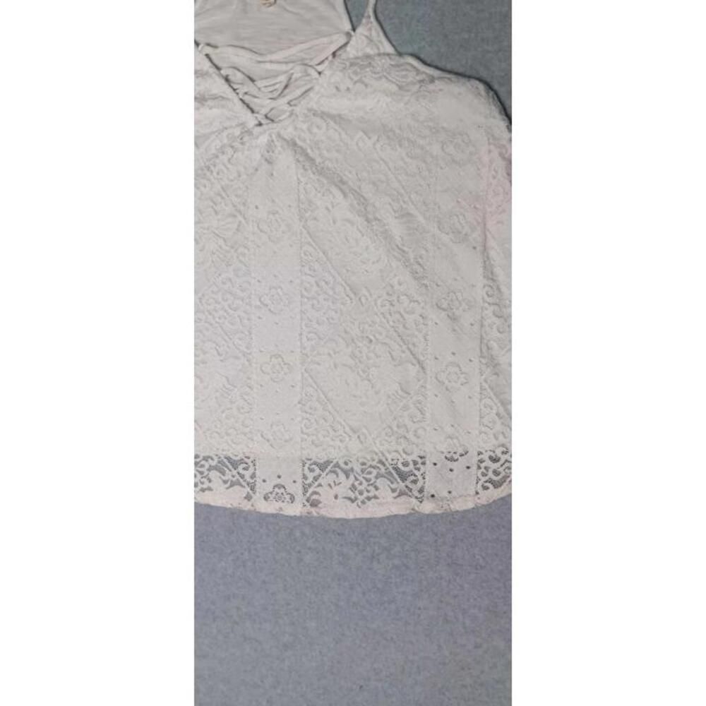 Eyeshadow Spaghetti Strap Tank Top Womens Size M White Lace Criss Cross Vneck... - Picture 5 of 10